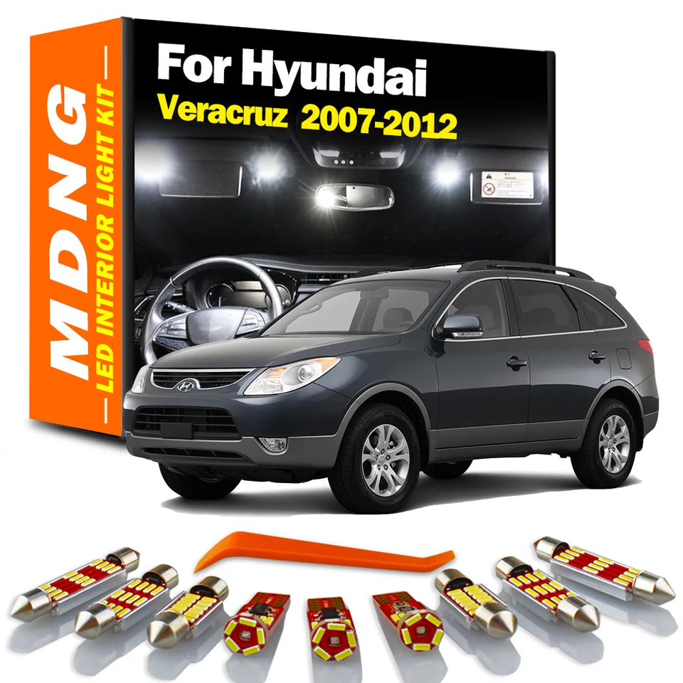 MDNG 10ks Car LAMP LED Interiér Mapa Trunk Dome Light Kit pre Hyundai Veracruz 2007 2008 2009 2010 2011 2012 2012 Automatické príslušenstvo