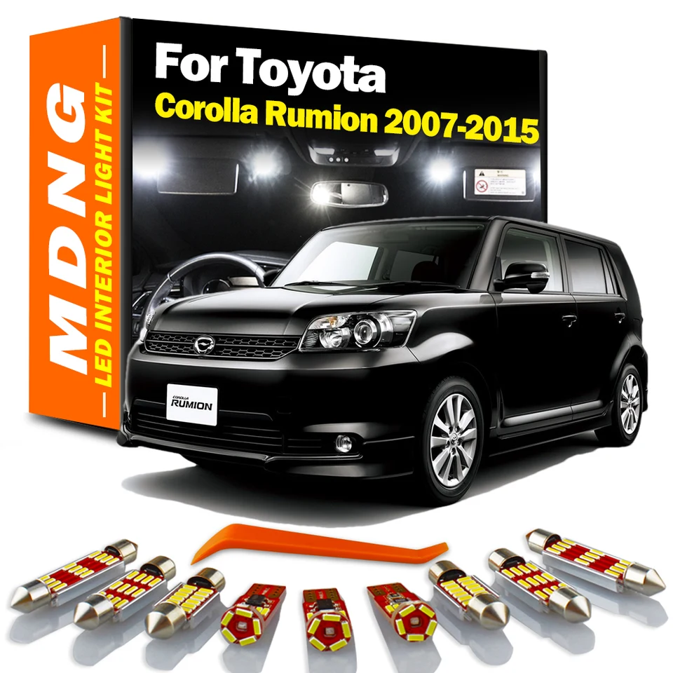 MDNG 10PC pre Toyota Corolla Rumion 2007- 2012 2013 2014 2015 LED interiér Čítanie kmeňov TRUNK TLASE SVETLO Kit