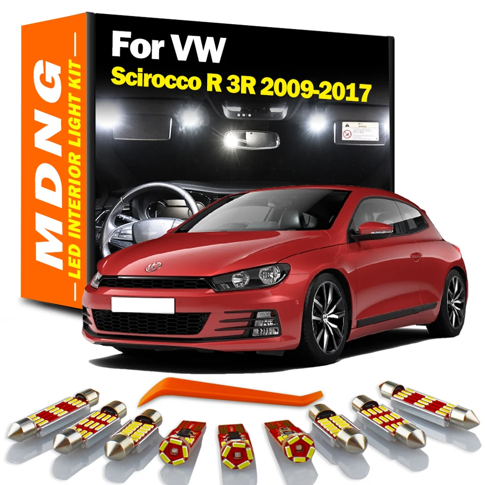 MDNG 11PCS CANBUS pre VW Volkswagen Scirocco R 2009 2010 2011 - 2014 2015 2016 2017 LED interiér Kumeňa Čítanie žiaroviek Light Sit