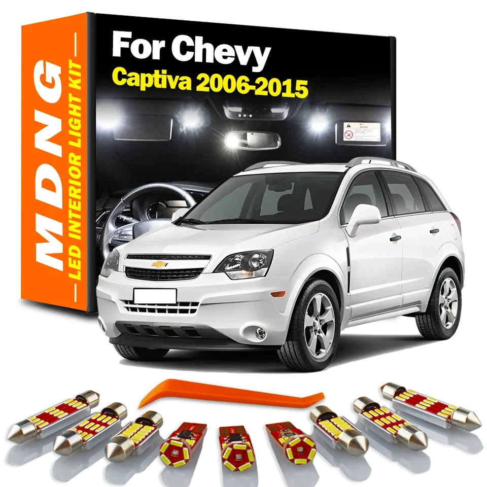 MDNG 9PCS CANBUS CAR ACOPSORY LED interiérové ​​ľahké súprava pre Chevrolet Chevy CACTIVA 2006-2012 2013 2014 2015 MAP DOME TRUNK LAMP LAMP