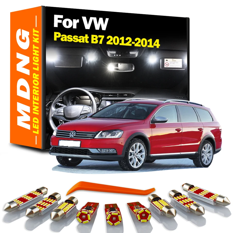 MDNG Canbus LED interiér Čítanie kufra kufra dverí noha Vanity Mirror Light Kit pre VW Passat B7 Sedan Variant 2012 2013 2014