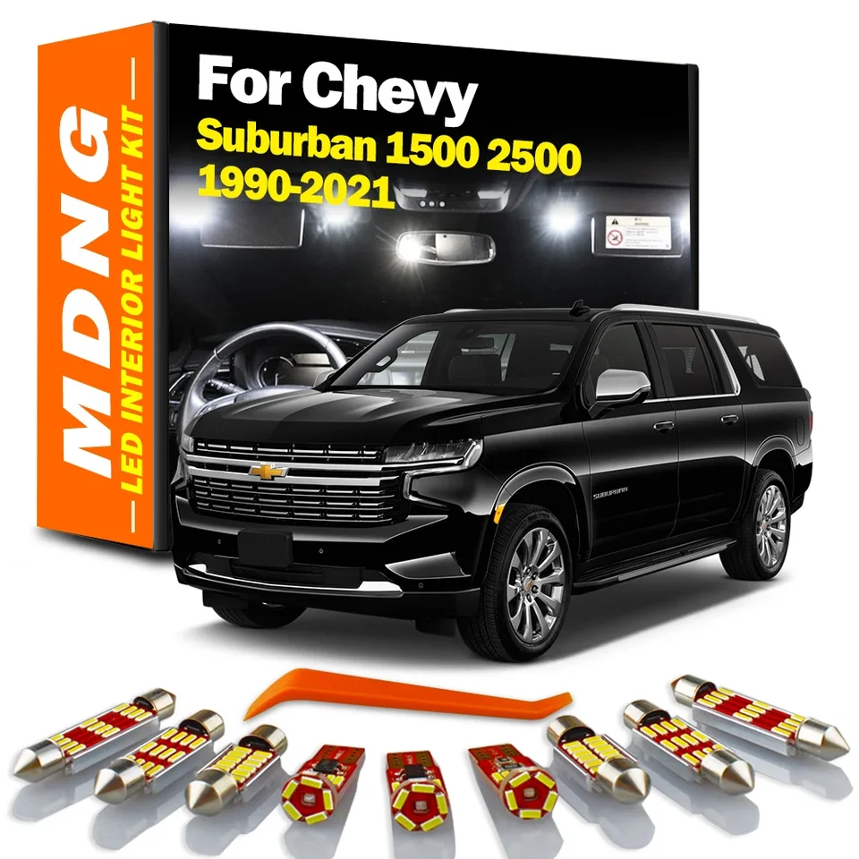MDNG pre Chevrolet Chevy Suburban 1500 2500 1990-2016 2017 2018 2019 2020 2021 Automobilové žiarovky LED interiérové ​​mapa čítania Dome Light Kit