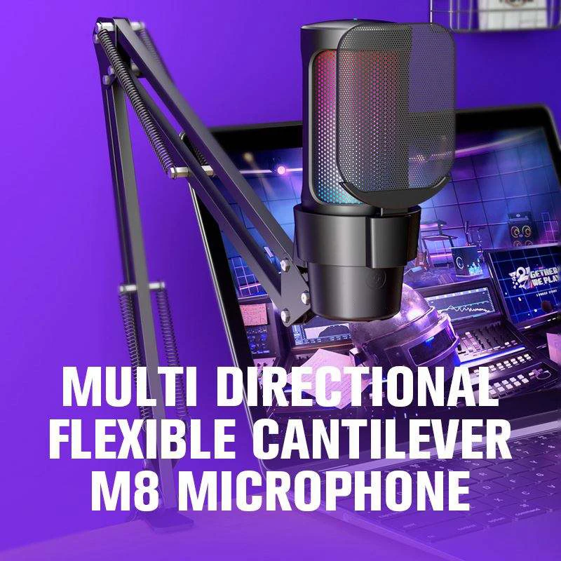 ME6S Game Microfone USB PC zaznamenávanie mikrofónu RGB osvetľovací kondenzátor mikrofón mikrofón s vyfukovacou sieťou