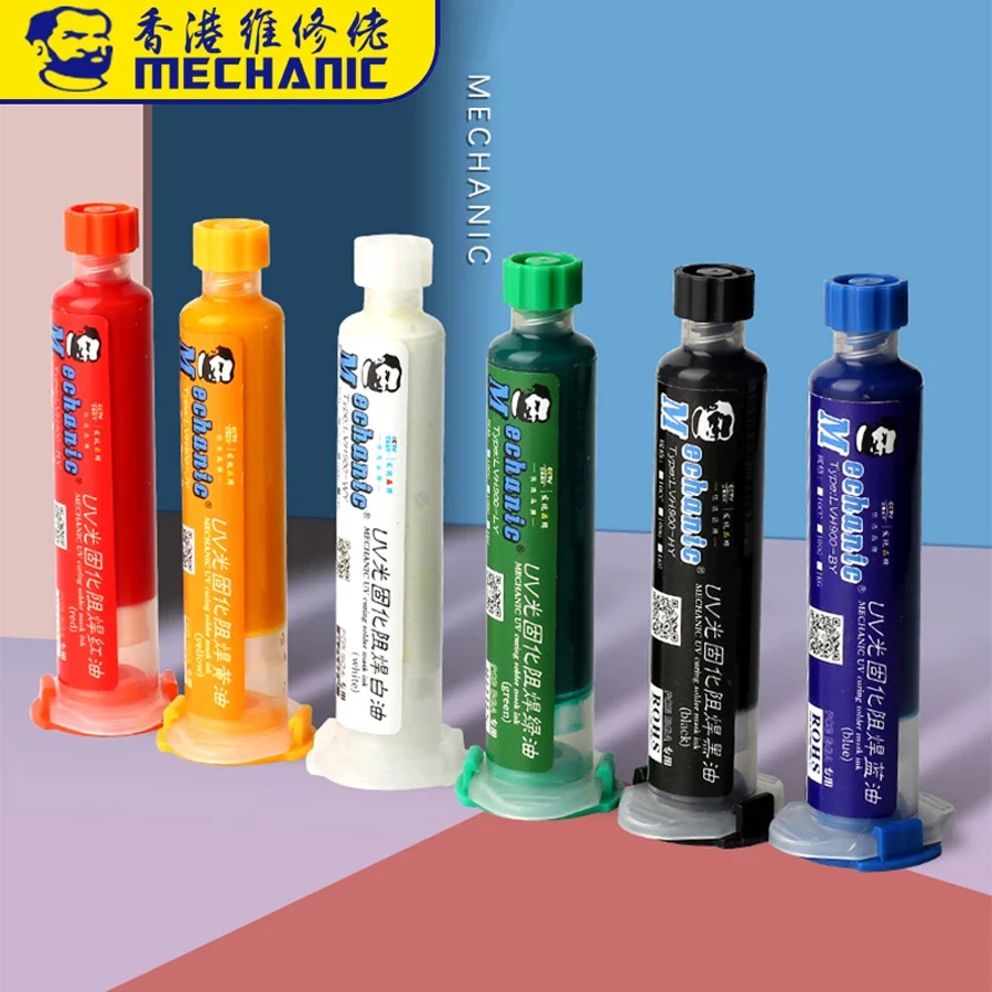 Mechanic 10cc UV UV vyliečiteľná spájka Maska PCB farby na farbenie tokov Olej Oil Oil Cytle Solder odolal atramentovú masku BGA