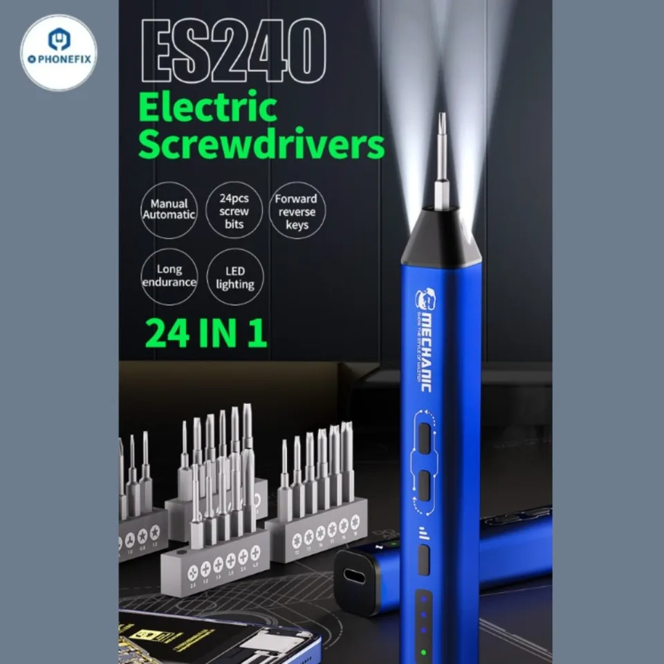 Mechanic ES240 24 v 1 SPECT EMBER ELECTRICKÝ SKROBOR ONE KLIKNUTÍM AUTOMATICKÝ BOZ s LED žiarovkou na súprava nástrojov na odstraňovanie nástrojov na odtrhnutie telefónu