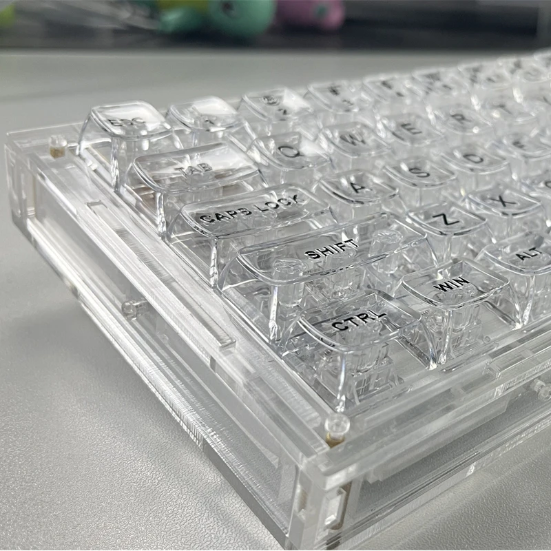 Mechanická klávesnica CBSA Profil KeyCap Clear Crystal Podsúvač RGB Custom Custom ISO PC Gamer Layout 132 Klávesy Priehľadné čiapky kľúča PC