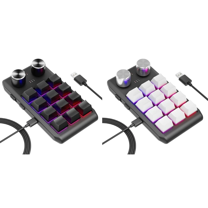 Mechanická klávesnica s jednou rukou s 12 programovateľnými kľúčmi a RGB osvetlenie USB