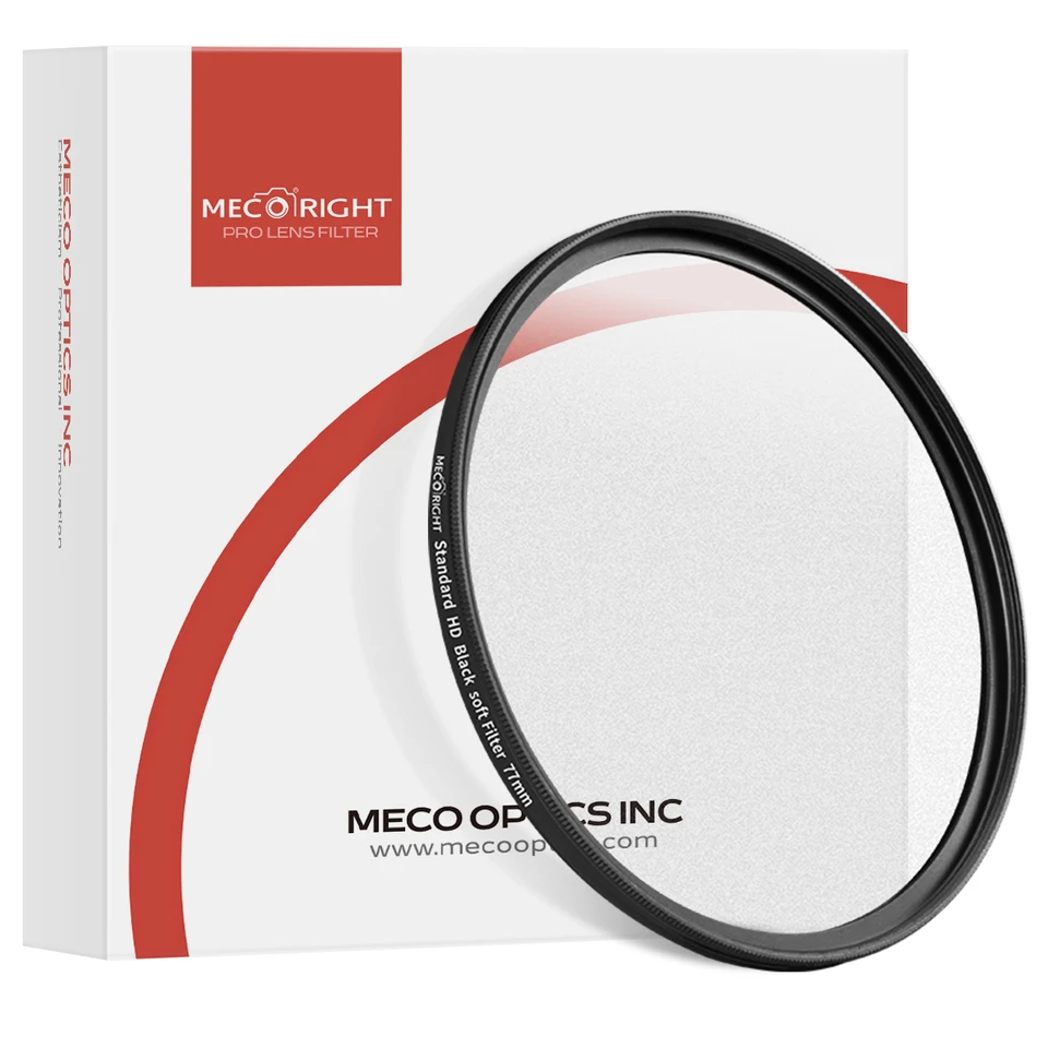 MECOLIGHT BLACK Soft Focus Filter Dreamy HAZY Mist 1/4 1/8 Portrét Canon Sony Nikon Fuji Camera objektív 49/52/58/62/67/72/77/82 mm