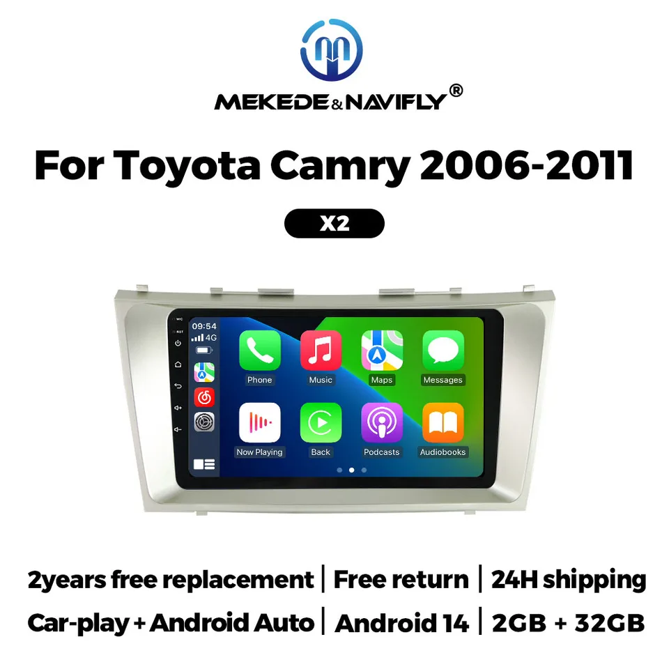 MEDEKE AUTO RÁDIO pre Toyota Camry 7 xv 40 50 2006-2011 CarPlay Android Auto Smart System Stereo GPS navigačný multimediálny prehrávač