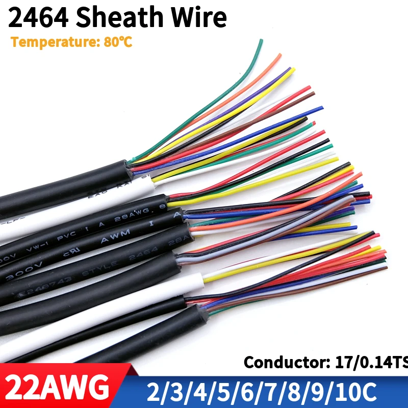 Medený drôt 22awg PVC izolácia plášťov 2 3 4 5 6 7 8 9 10 CORES DIY SIGNALD WIRLES 2464