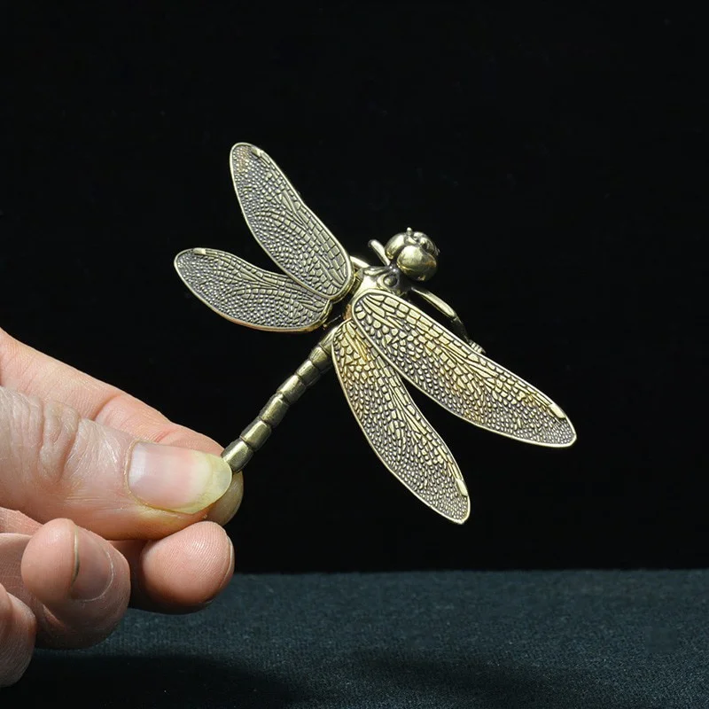 Medený hmyz čaj Pet vintage dragonfly figuríny miniatúry simulácia simulácie zvierat