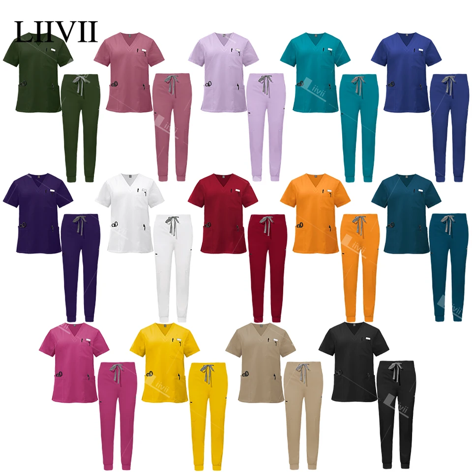 Medical Clinical Scrubs Top+Pant Doctor Nurse Chirurgické uniformy Multicolor Beauty Salon Workwear Nursing Scrub Set pre ženy