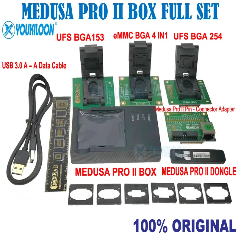 Medusa Pro II Box Full Set, Medusa Pro2 a 3 Socket, UFS BGA153, 254, EMMC, 4 v 1, originál, nový