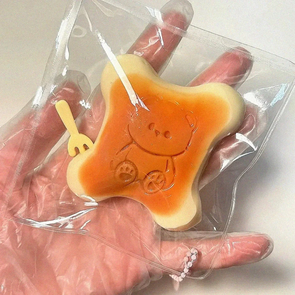 Medveď cracker taba squishy silikón roztomilý ružový medveď sušienky sušienky svižte hračku proti stresu uvoľnenie ruky relax hračky