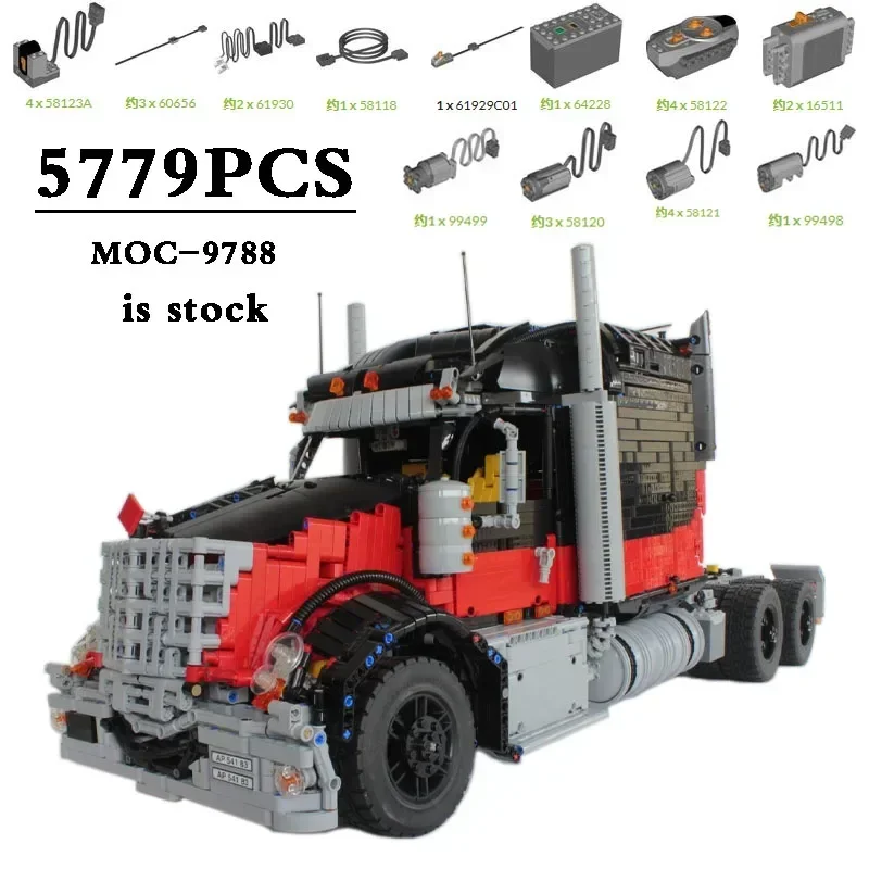 Medzinárodný Lone Star Truck MOC-9788 Transport Model Model Trailer 5779PCS High Obtiažnosť v stavebníctve