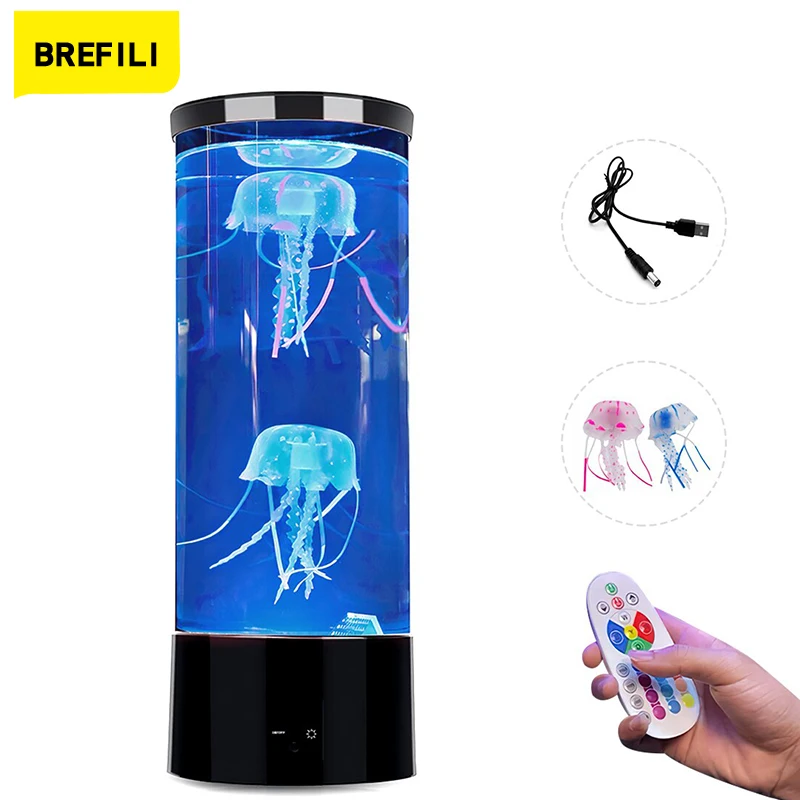Medúzy svetlo želé rybie nálada lampa LED farebná farba zmena nočnej lampy Akvárium LED lampa diaľkového ovládacieho stola svetlo