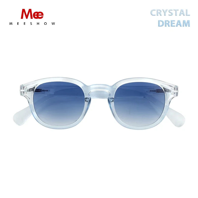 Meeshow Design 2024 Muži Ženy Retro módne slnečné okuliare Crystal Design Round Rume 100% UV ochrana nylonových šošoviek Slnko okuliare