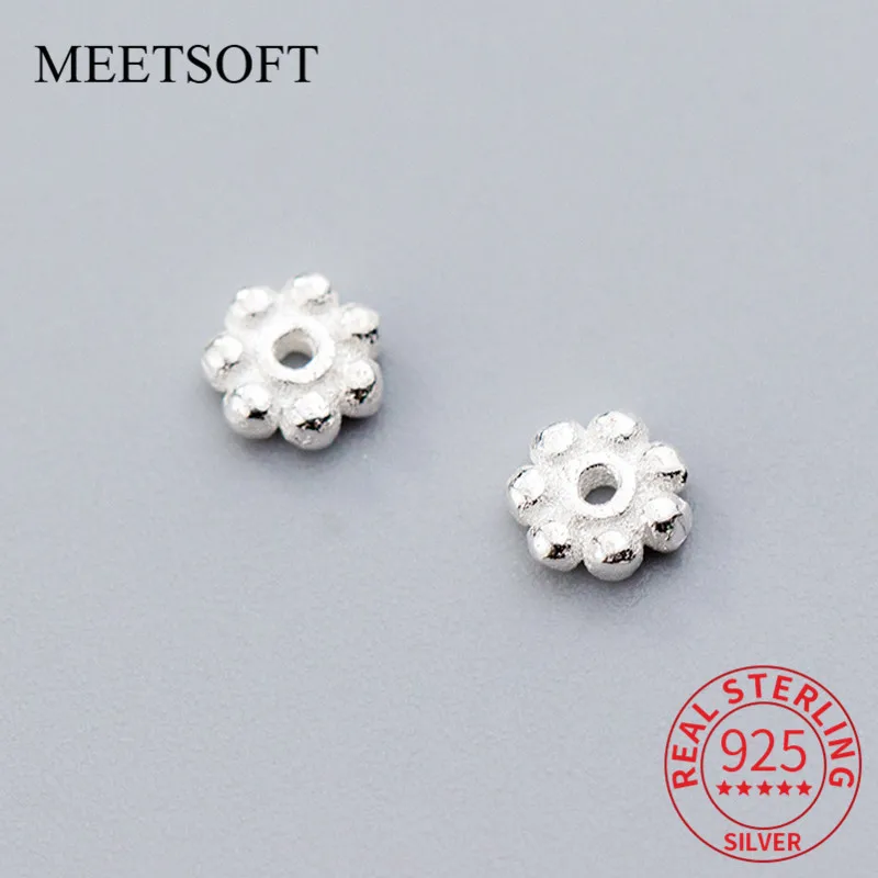 MeetSoft Classic 925 Sterling Silver 3ks/Lot 4-7mm Spicer Tientovací guľôčkový korálky Kúzla DIY ručne vyrobené šperky Compontens Compontens Compontens Compontens