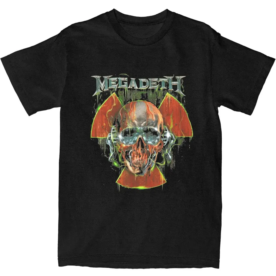 Mega Death Radiation Vic Tirk Adult Metal Rock Band Megadeths Pure Cotton T košele okrúhle odpaliská veľkoobchodné nadmerné vrcholy