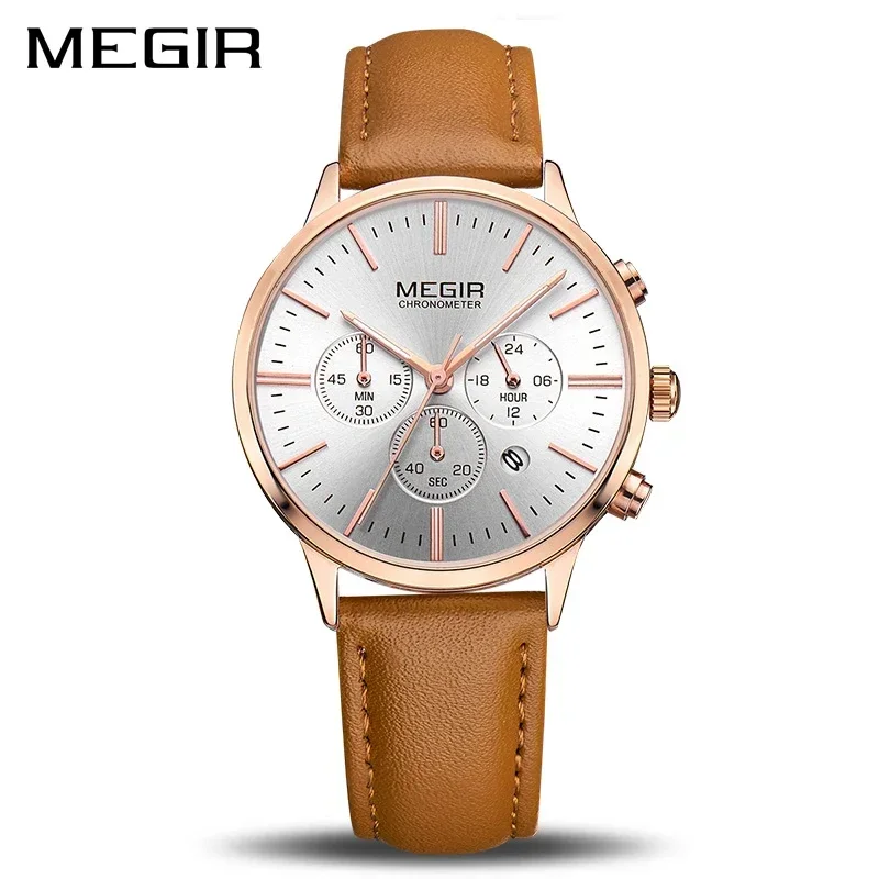 Megir Luxury Women Quartz Watch Top Brand Chronograph Ultra Thin Watches Lady vodotesný náramkový náramok náramok