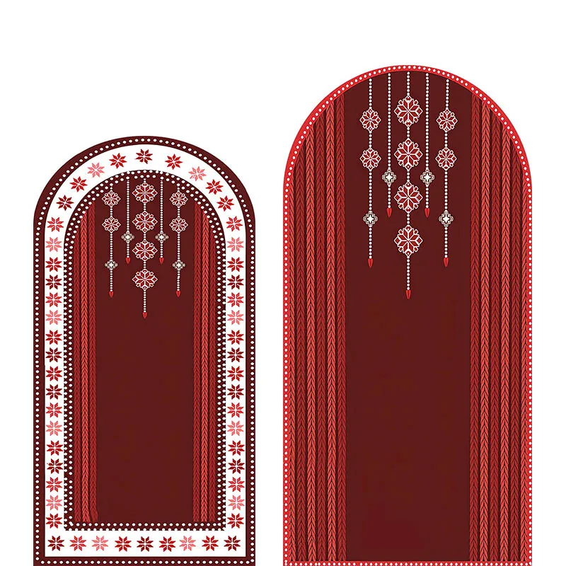Mehofond Red Bohemian Style Style Arched Backdrop Cover obojstranný kryt pre deti Dospelí dospelí kvety chiara pozadie fotografické štúdio