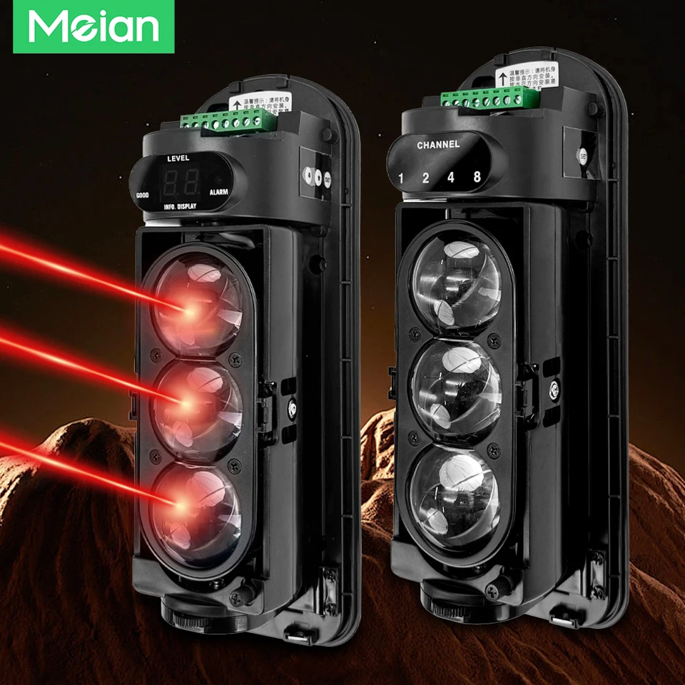 Meian Focus Wired Dual/Triple Infračervený lúč senzor, vodotesný detektor infračervenej bariéry IP65, infračervená bariéra pre farmu Villa Farm
