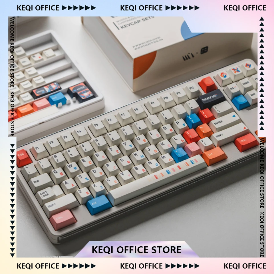MEK WUKDS GEOMETRIA TÉMA KEYCAP Prispôsobené PBT Full Thermal Sublimation Mechanická klávesnica Keycap Gaming Klávesnica Príslušenstvo