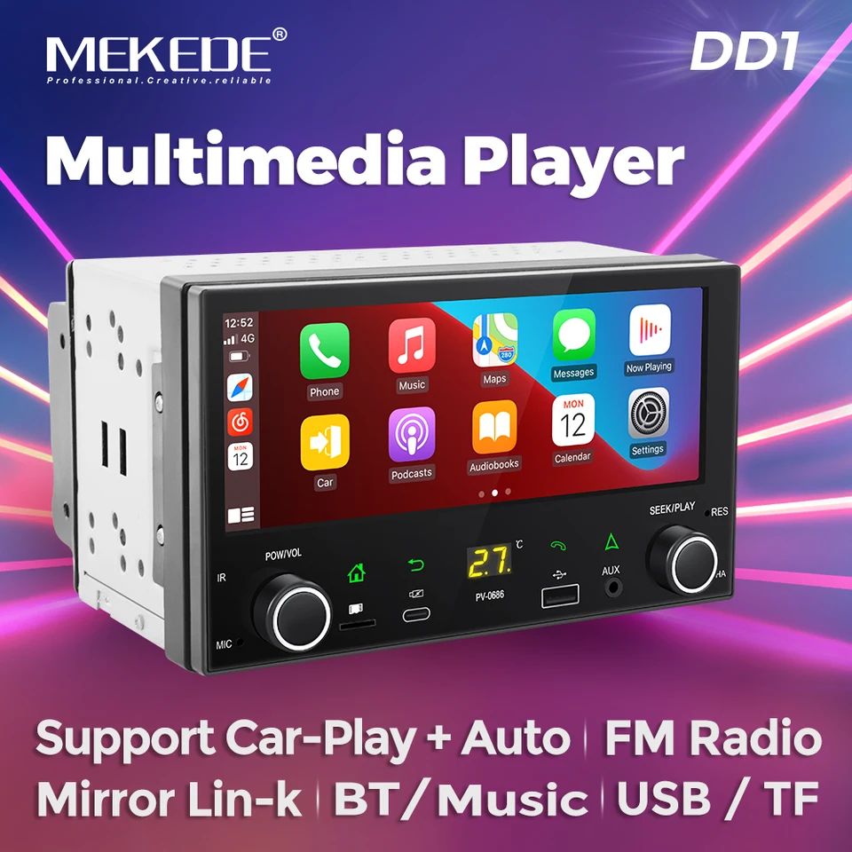 Mekede 2 DIN Linux OS DREELSS CARPLAY+Rádio Android Auto Car pre Universal 6,86 palca dotykovej obrazovky Multimediá