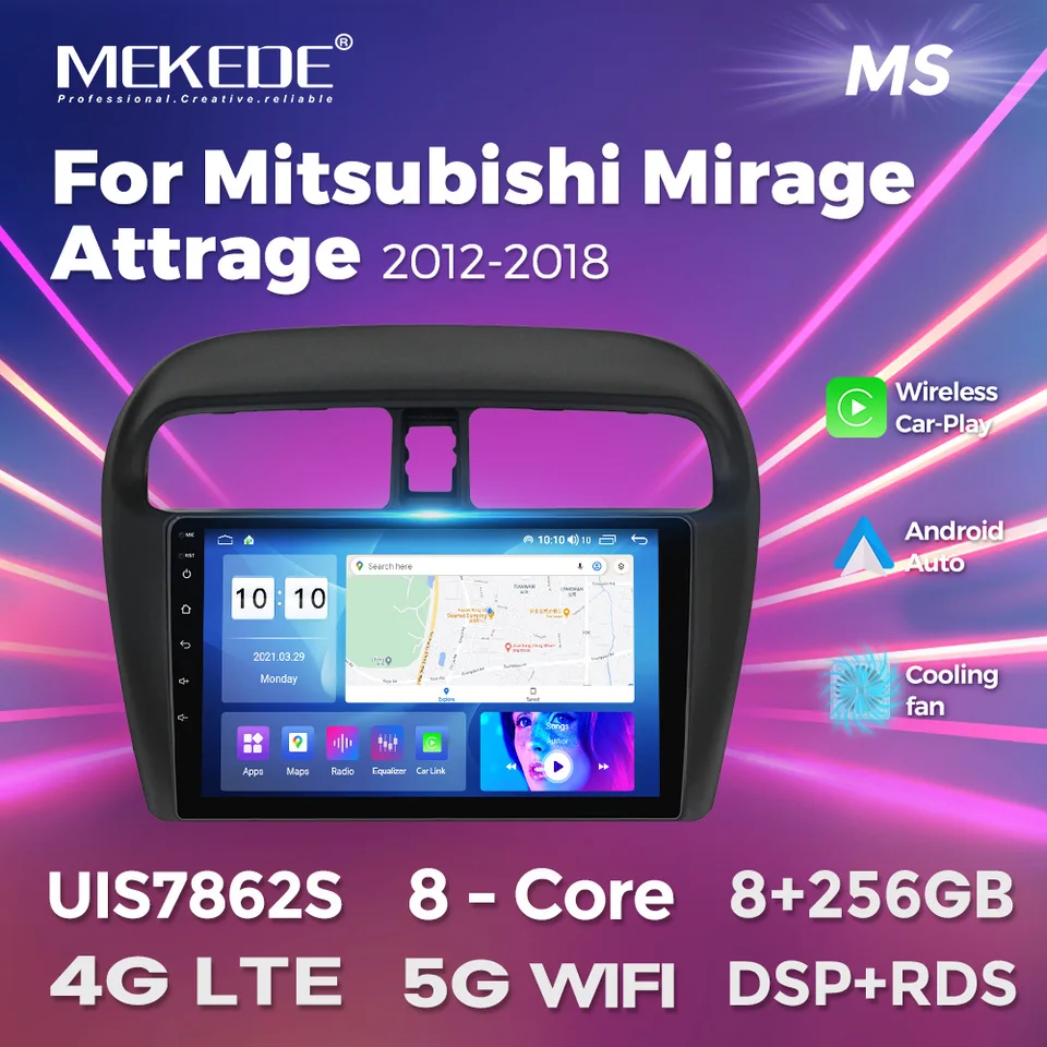 Mekede 2 Din Stereo pre Mitsubishi Mirage 6 SpaceStar Attrage 2012 - 2018 WiFi 4G Video Player Player Split Scree GPS CarPlay