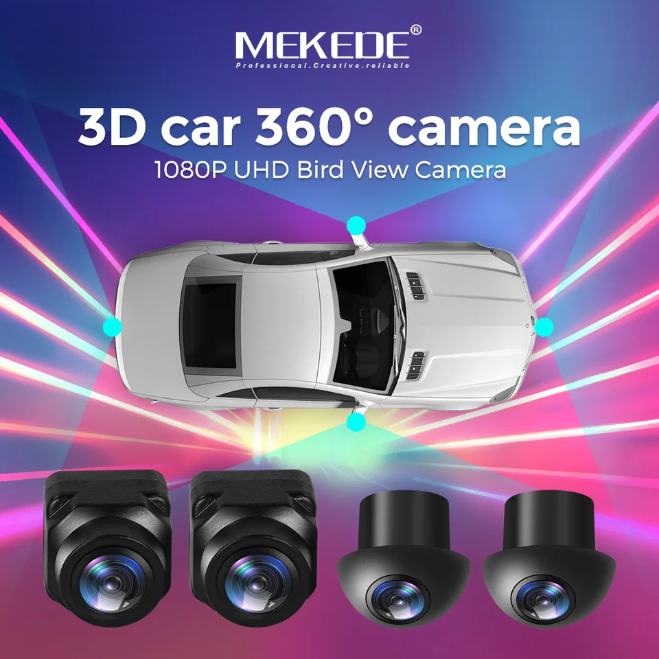 Mekede 360 ​​° Panoramatická kamera HD Zadná / predná / ľavá / pravá 3D 360 View Bird Panoramatické príslušenstvo pre Multimediálny prehrávač MP5