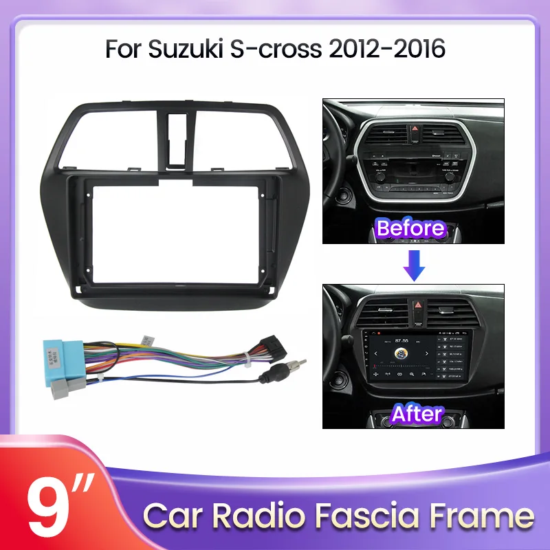 Mekede 9 palcový rámec pre Suzuki SX4 S-Cross 2014 CAR Radio Android MP5 Play Play Panel Control Cable Cable 2 DIN Unit Accessories