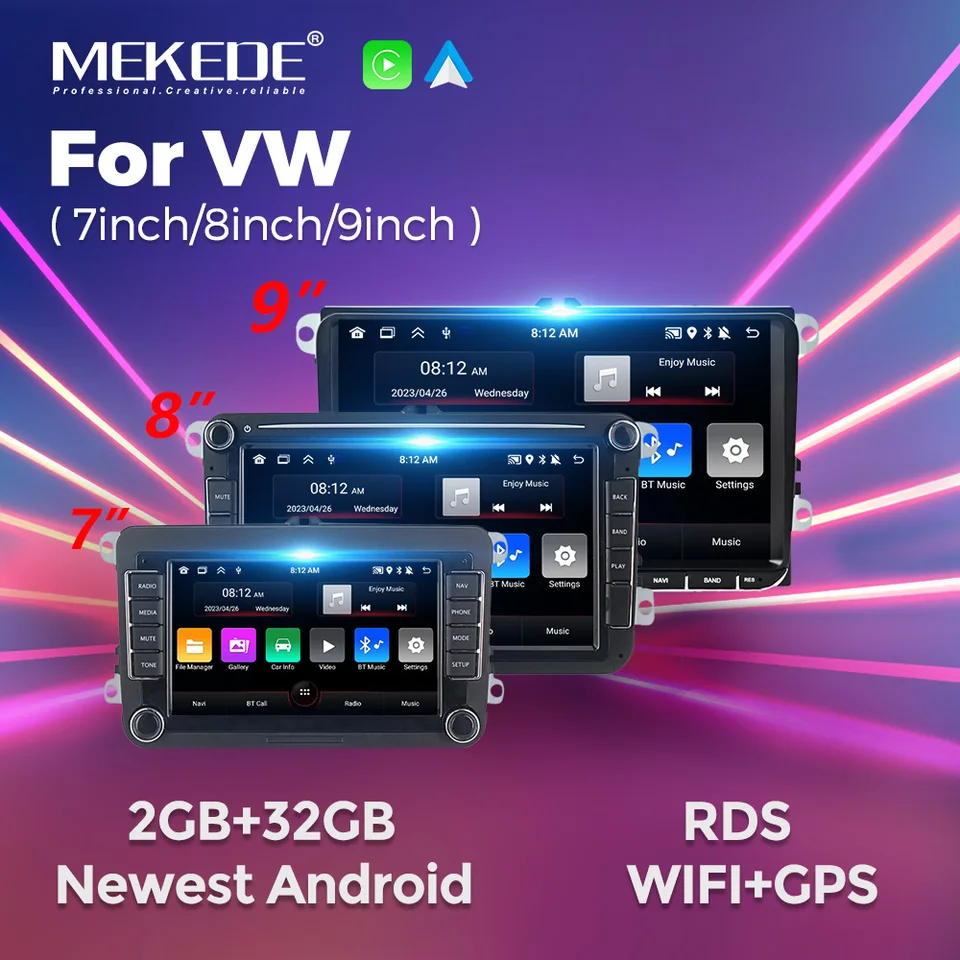 Mekede Android 13 2 Din Car Auto Radio pre Volkswagen/Golf/Polo/Tiguan/Passat/B7/B6/SEAT/Leon/SKODA/OCTAVIA GPS RDS RDS