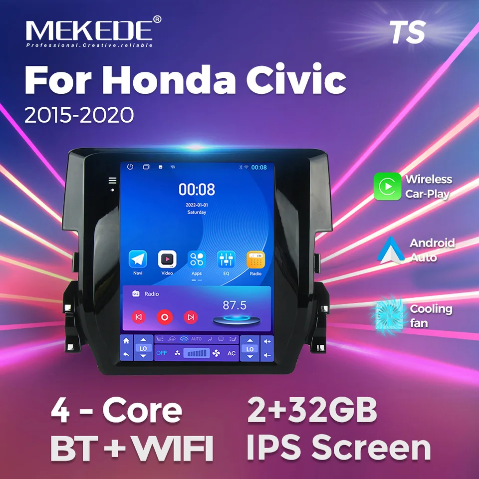 Mekede Car Stereo Android Vertical Head Unit pre Honda Civic 2015 2016 2017 2018 2019 2019 2020
