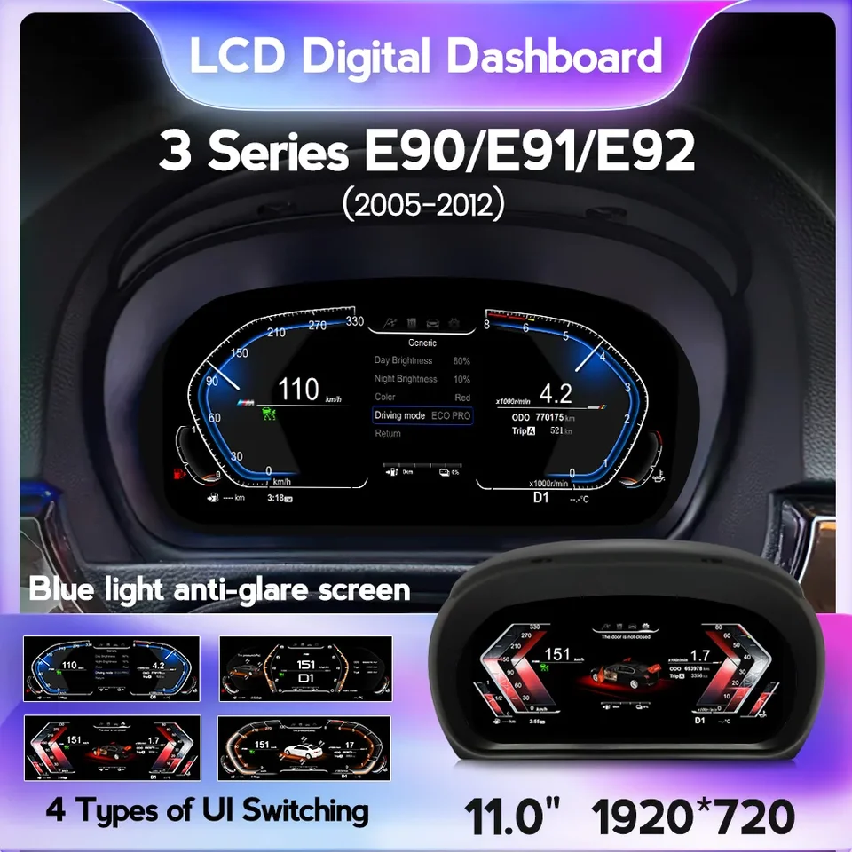 Mekede for BMW 3 Series E90 E91 E92 2005 - 2012 CAR LCD rýchlomer digitálny prístrojový prístrojový prístroj pre klastra Panel Panel