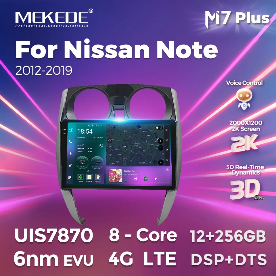 Mekede for Nissan Note 2012-2019 Android Car Stereo Multimedia 5G WiFi GPS Navigation Intelligent System DSP Wireless CarPlay
