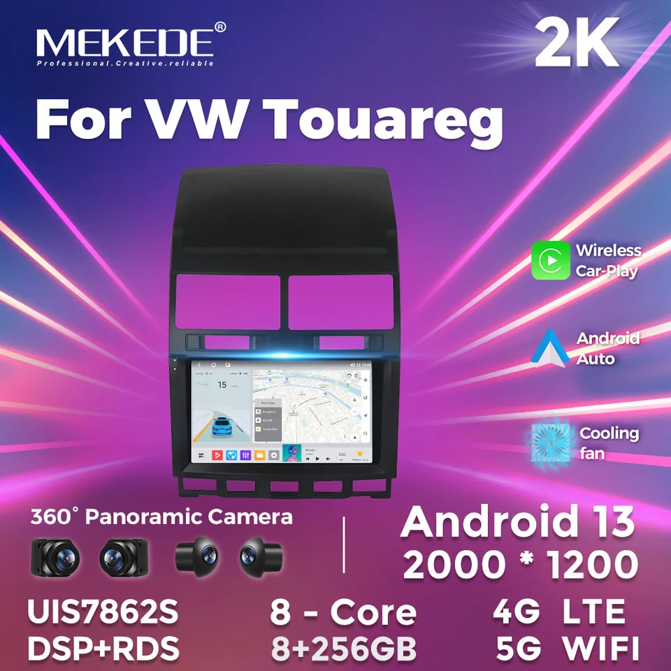 Mekede MS 2K QLED 3D v reálnom čase CarPlay Android Android Auto Radio pre Volkswagen Touareg GP 2002 - 2010 Multimediálne GPS 2DIN