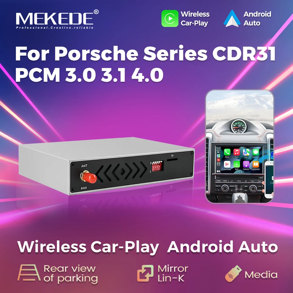 Mekede OEM Screen Upgrader Wireless CarPlay Android Auto Decoder Box pre Porsche Cayenne Series CDR31 PCM 3.0 3.1 4.0