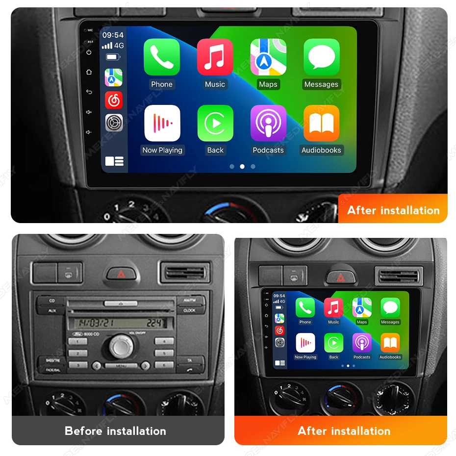 Mekede pre Ford Fiesta Mk VI 5 MK5 2002-2008 2DIN CAR RADIO Player Multimedia GPS Wireless CarPlay Android Auto Stereo Head Unit