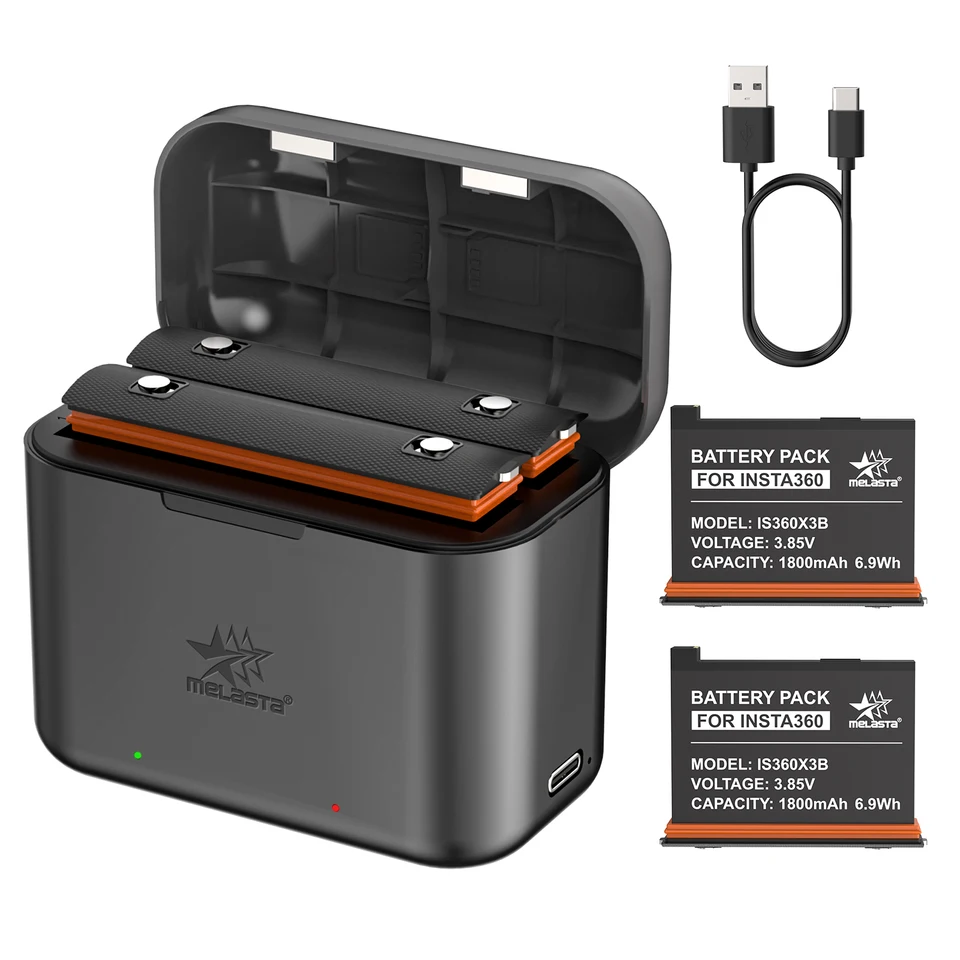 Melasta pre Insta360 x3 batéria +2 karta slot na nabíjanie batérie 1800 mAh 360 Panoramatic Action Fotoaparát li-ion batériové príslušenstvo