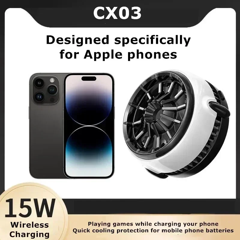 Memo ABS+Hliníková zliatina Smart Phone Semiconductor Magnetic Cooling Radiator CX03 s bezdrôtovým funkčným nabíjaním Game Cooler