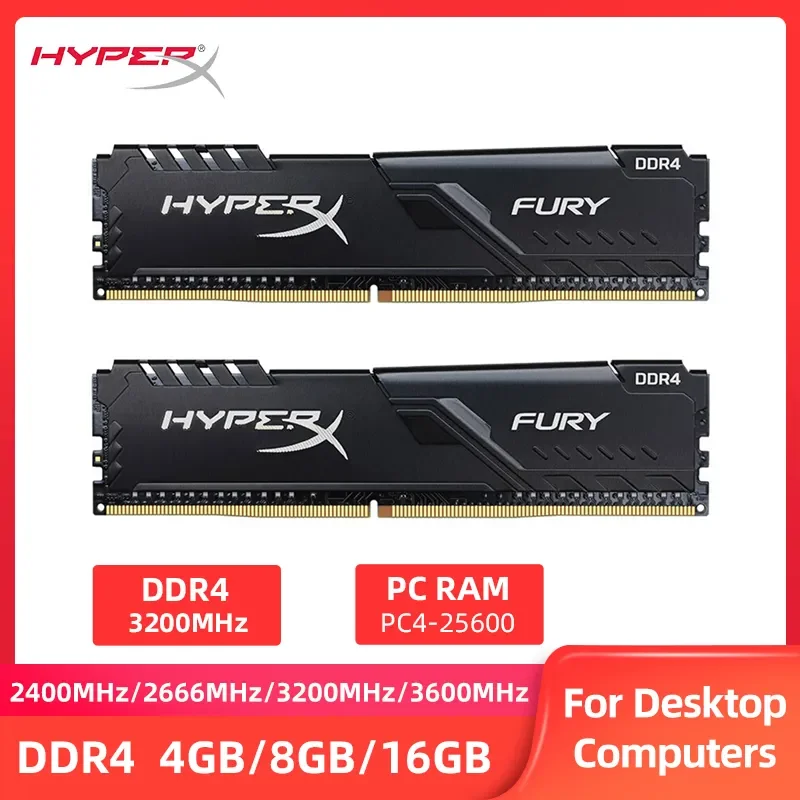 Memoria 8 GB 16 GB 3600 MHz 3200MHz 2666MHz 2400MHz Memory Dimm 288pin 1,2V DDR4 RAM Hyperx Fury Fury PC4-25600 21300 19200 Pamäť