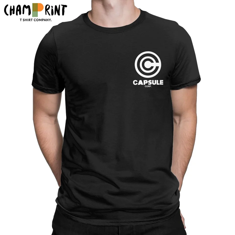 Men Capsule Corp logo T tričko Čisté bavlnené vrcholy Cool s krátkym rukávom Crew Neck Tees Birthday Darčekové tričká