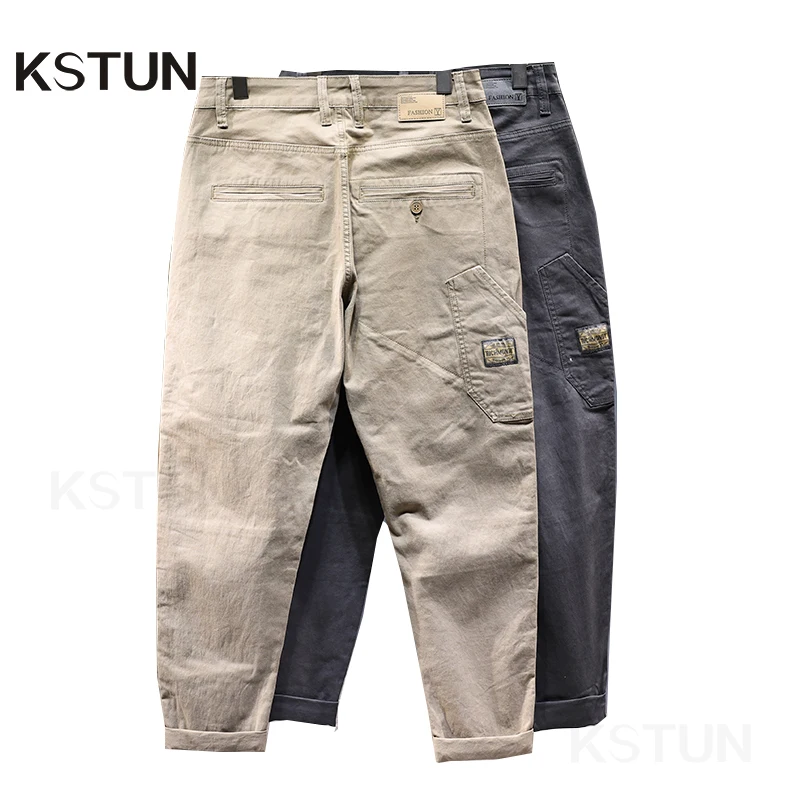 Men Harem Pants Loose Fit Stretch Príležitostné nohavice Khaki Patchwork Pánske oblečenie celovečerné nohavice Bočné vrecká Dizajnér KPOP
