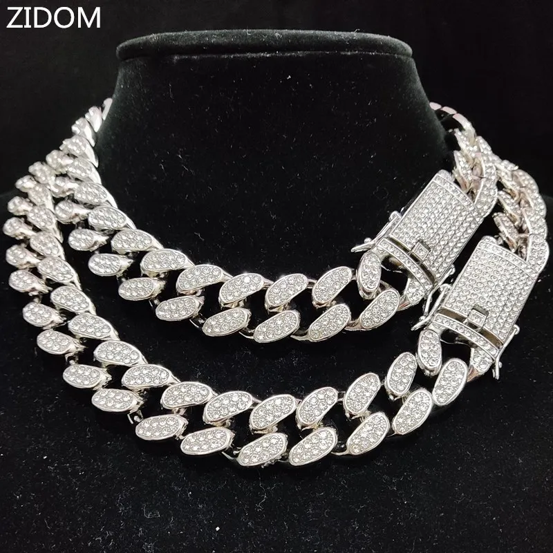 Men Hip Hop Iced out bling bling reťazec náhrdelník Vysoko kvalitná šírka 20 mm šírka Miami kubánsky reťazec hiphop hiphop náhrdelníkov módne kúzlo šperky