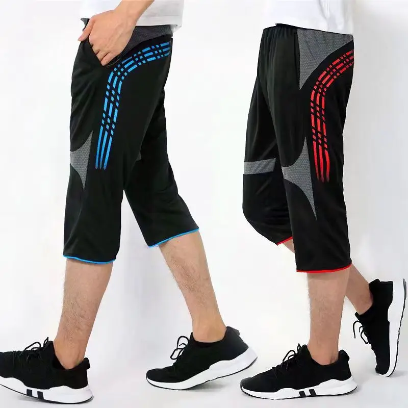 Men Jersey priedušný futbalový futbalový tréning 3/4 Športové nohavice elasticita legging bežecké nohavice atletické joggingové nohavice