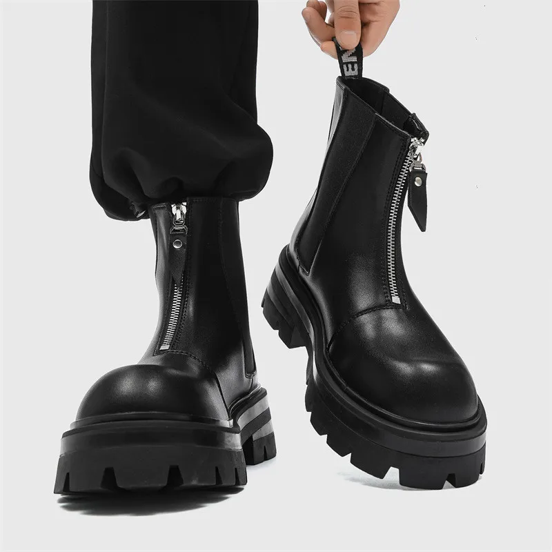 Men módne topánky topánky značky značky Designer Shoes Cowboy Originálne kožené topánky Nočné kluby Šaty vysoké motocykle robotnícke botas