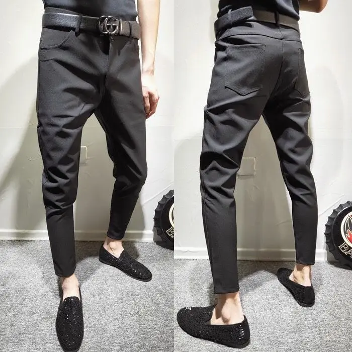 Men Pants Streetwear Roggers Príležitostné harémové nohavice Harajuku zúžené mužské sako nohavice High Streetwear Elastické pásy A73