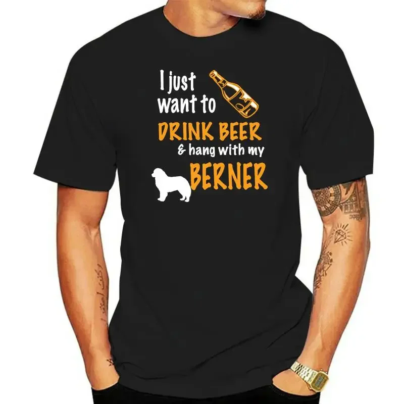 Men pivo a zavesenie s Bernese Mountain Dog 2024 Najnovší populárny predaj módnych streetwear príchod Crewneck s krátkym rukávom tričko s krátkym rukávom