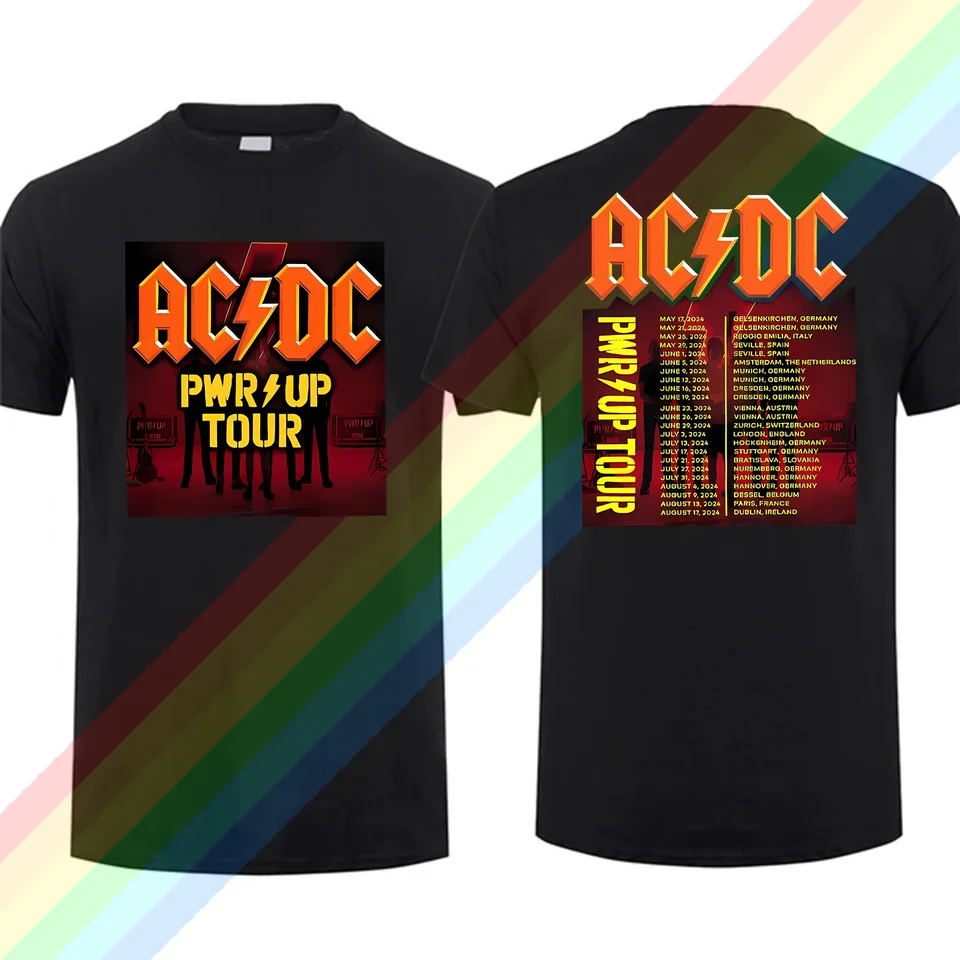 Men T košeľa 2024 Príležitostné ac pwrdup Live DC Tričko Grafické nadmerné športové topy priedušné pohodlné Streetwear S-3xl Cool Tee
