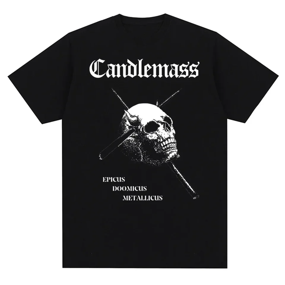 Men Tir košeľa Candlemass Band Tlačené grafické rukávy Módne bavlna Castru